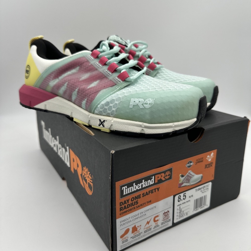 Timberland Pro Radius TB1A41GY357 Women's 8.5M Sea Pink Comp Toe Work Shoes NIB‎